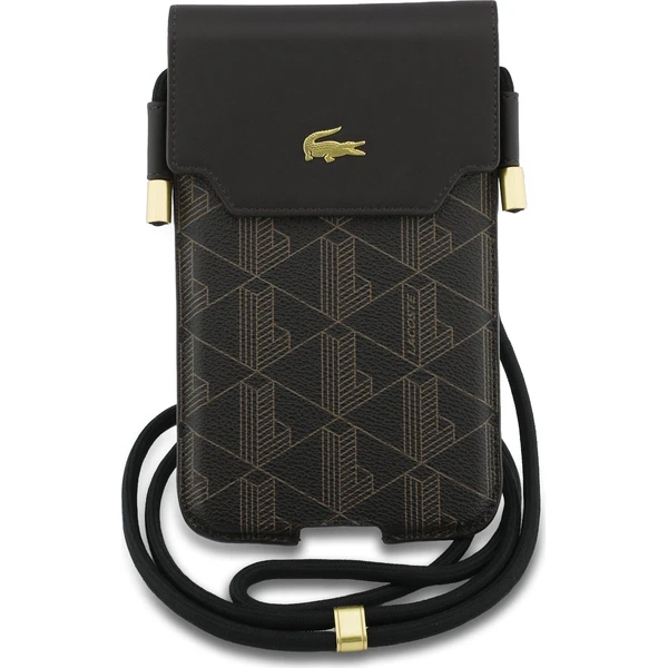 Lacoste PVC Blend Monogram Metal Logo kapsa na telefon XL hnědá