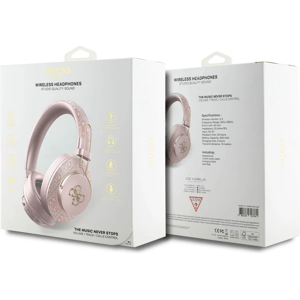 Guess PU 4G Metal Logo ENC bezdrátová sluchátka růžová - Sluchátka - Obrázek bb05a444891946c78322d265e7dbbfa0