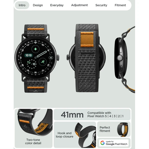 Spigen Athlex Air Active řemínek Google Pixel Watch 5/4/3 41mm/2/1 black/orange - Řemínky - Obrázek bb0a8a98fc304941844960a06064445c