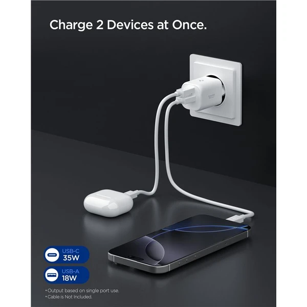 Spigen Essential EE352EU (35W) USB-C/USB-A nabíječka bílá - Nabíječky - Obrázek bb17c446ea7d4d31b170f5b6be662fd4
