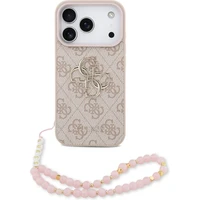 Guess PU 4G Metal Logo Strap kryt iPhone 17 Pro růžový - Pouzdra