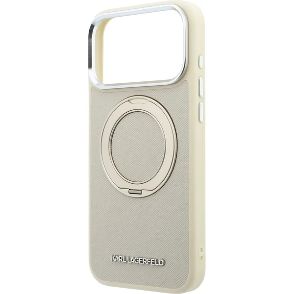 Karl Lagerfeld PU Saffiano Ring Stand MagSafe kryt iPhone 18 Pro béžový - Pouzdra - Obrázek bb4c6857567b40ffa715d166d2e2a23e
