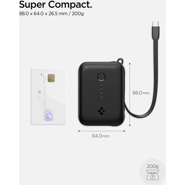 Spigen Essential powerbanka s kabelem 10000 mAh (30W) černá (EA3010BT) - Powerbanky - Obrázek bba7995fedd844648e7abf608f7d03c4