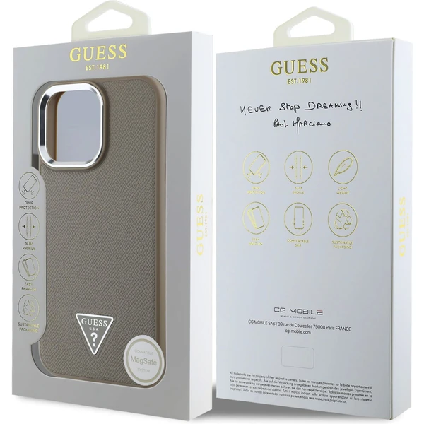 Guess PU Grained Triangle Logo kryt pro iPhone 16 Pro Max hnědý - Pouzdra - Obrázek bbc548c371df4d09bb8f4d75affdd9d1