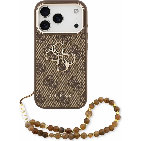 Guess PU 4G Metal Logo Strap kryt iPhone 18 Pro hnědý