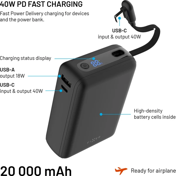 FIXED Zen 20 Loop powerbanka s LCD displejem, 40W, 20 000 mAh černá - Powerbanky - Obrázek bc8d3e0812cb4630bf92a129ff2f19e3