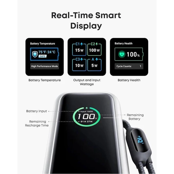 Anker Zolo powerbanka (25000mAh) 165W, s kabelem USB-C stříbrná - Powerbanky - Obrázek bc90345cf1154468b013f573912e1bdb