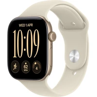 Apple Watch Series 12 Cellular (46mm) Světle zlatý hliník s pískovým sportovním řemínkem S/M - Chytré hodinky