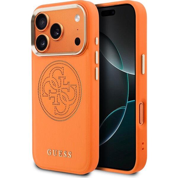 Guess PU Perforated 4G Logo MagSafe Zadní Kryt pro iPhone 17 Pro Max Orange