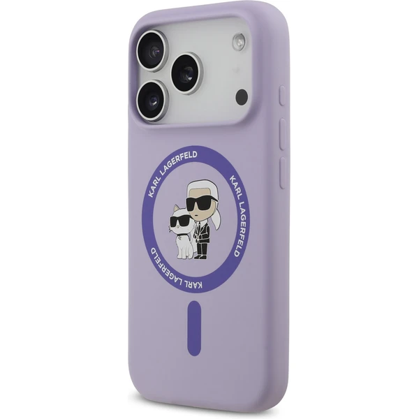 Karl Lagerfeld Liquid Silicone Karl and Choupette MagSafe kryt iPhone 17 Pro fialový - Pouzdra - Obrázek bd2e134300cd4518a185bc7cb2028a19