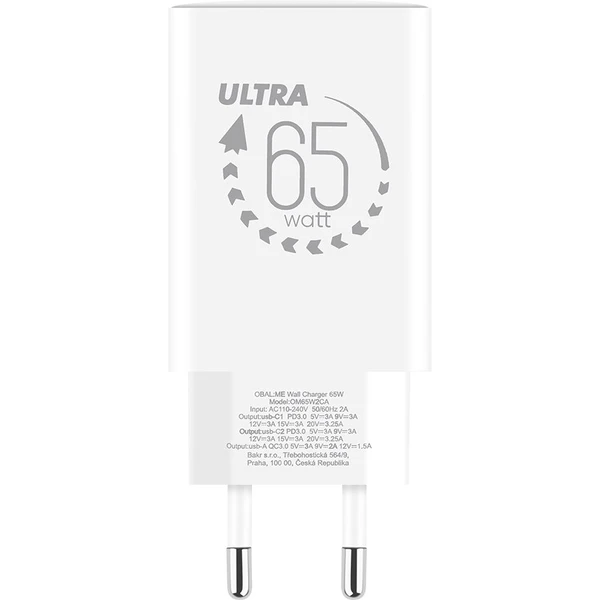 OBAL:ME GaN 65W nabíječka USB-A/2x USB-C bílá - Nabíječky - Obrázek bd539615796c4958b8a5402a568ab7c1