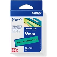 Brother TZe-721 páska černá na zeleném 9 mm - Pásky pro štítkovače