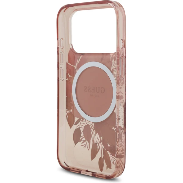 Guess IML Flowers Strap MagSafe kryt iPhone 17 Pro růžový - Pouzdra - Obrázek be64ccfcbc344bed86810338b912e208