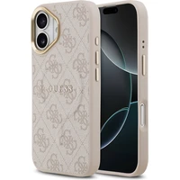 Guess PU Leather 4G Gold Frame MagSafe kryt iPhone 17 růžový - Pouzdra