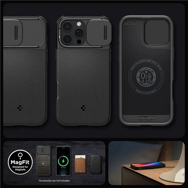 Spigen Optik Armor MagSafe kryt iPhone 16 Pro Max black - Pouzdra - Obrázek bee4bd1d06e6408c9be0d4942559e5fc