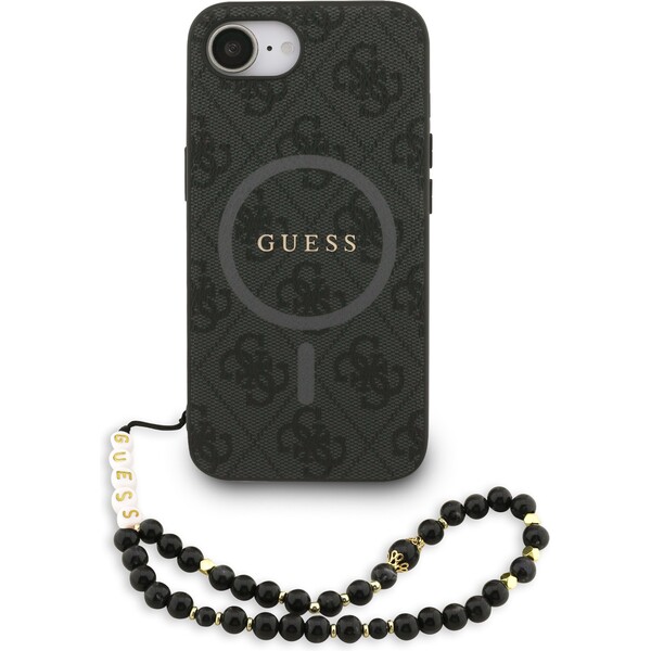 Guess PU Leather 4G Colored Ring Strap MagSafe kryt iPhone 16e černý