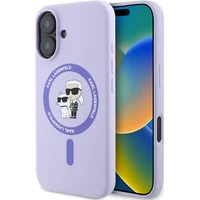 Karl Lagerfeld Liquid Silicone Karl and Choupette MagSafe kryt iPhone 16 fialový - Pouzdra