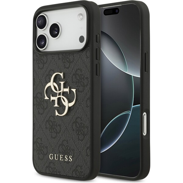 Guess PU 4G Metal Logo kryt iPhone 17 Pro Max šedý