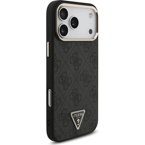 Guess PU Leather 4G Strass Triangle Logo Gold Frame MagSafe kryt iPhone 18 Pro Max černý - Pouzdra - Obrázek bfe245dcc950452d9eac5cf35d01eee1