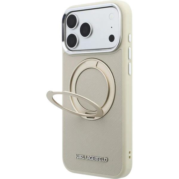 Karl Lagerfeld PU Saffiano Ring Stand MagSafe kryt iPhone 18 Pro Max béžový - Pouzdra - Obrázek c014a53d2b9a44d797814fe731cd463f