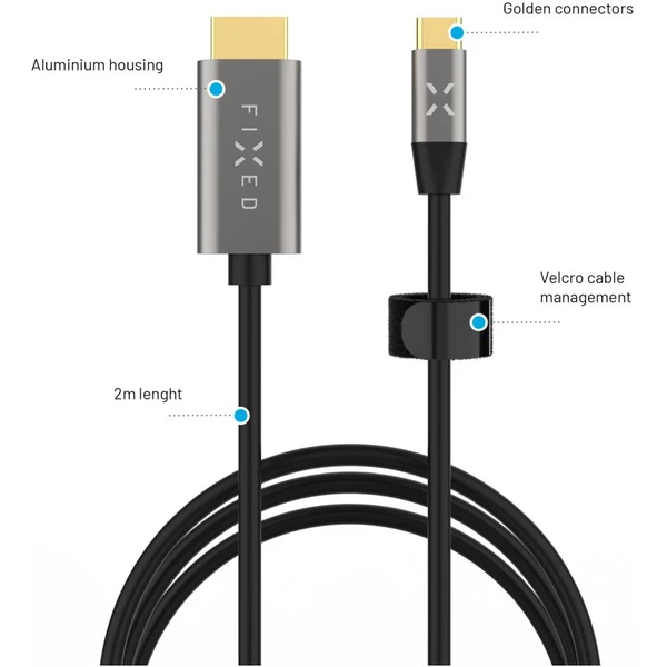 FIXED USB-C/HDMI 2.0 kabel 4K 2m černý - Kabely a redukce - Obrázek c0efaa6035f44fbea8588ba8d64ab681