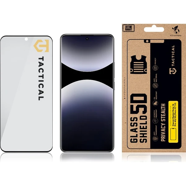 Tactical Glass Shield Privacy Stealth 5D sklo Xiaomi Redmi Note 14 Pro 4G/5G/Poco X7 5G černé - Ochranné folie a skla - Obrázek c1071999807740e1874d96b5413cb637