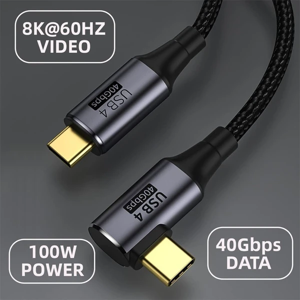 PremiumCord USB4 40Gbps 8K@60Hz 240W Thunderbolt 3 zahnutý kabel 0,8m - Kabely a redukce - Obrázek c114ef18549a4bbba51f4b722460414e