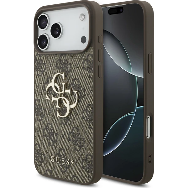 Guess PU 4G Metal Logo kryt iPhone 18 Pro Max hnědý