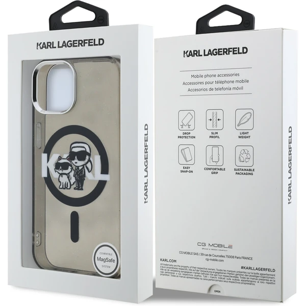 Karl Lagerfeld IML Glitter Karl and Choupette Sketch MagSafe kryt iPhone 15 černý - Pouzdra - Obrázek c286342e60f3475fabdfc048d6966b87