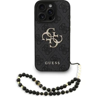 Guess PU 4G Metal Logo Strap kryt iPhone 16 Pro Max černý - Pouzdra