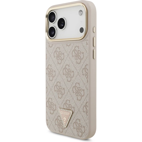 Guess PU Leather 4G Triangle Logo Gold Frame MagSafe kryt iPhone 17 Pro Max růžový - Pouzdra - Obrázek c305c42a690c4295ac293db7222e6090