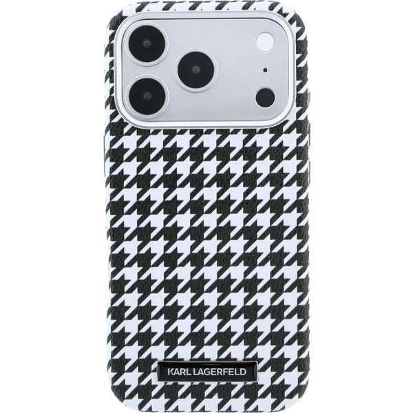 Karl Lagerfeld PU Houndstooth Resin Plate MagSafe kryt iPhone 17 Pro černý - Pouzdra - Obrázek c3143702ee54456e944945a1473cd141