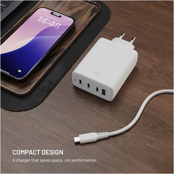 FIXED GaN nabíječka s 3xUSB-C a USB-A, PD 3.0, 120W, bílá - Nabíječky - Obrázek c3317b49caf9410c8846ba902bd31468