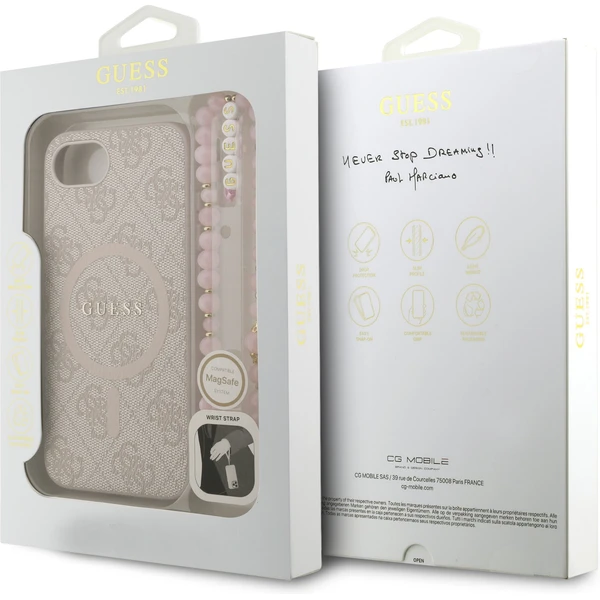 Guess PU Leather 4G Colored Ring Strap MagSafe kryt iPhone 17e/16e růžový - Pouzdra - Obrázek c3624d23d4364697b37b0513bdd38a7e