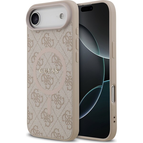 Guess PU Leather 4G Colored Ring MagSafe Zadní Kryt pro iPhone Air růžový