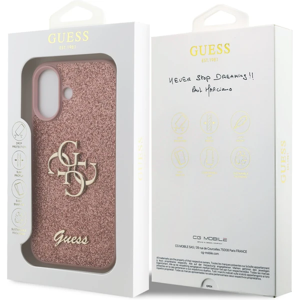Guess PU Fixed Glitter 4G Metal Logo kryt iPhone 17 růžový - Pouzdra - Obrázek c3ff104f34914df4bfd5548b2b3a2825