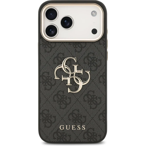 Guess PU Leather 4G Metal Logo Gold Frame MagSafe kryt iPhone 17 Pro Max černý - Pouzdra - Obrázek c42a0f9bfcbd4518871e4747fc5d998b