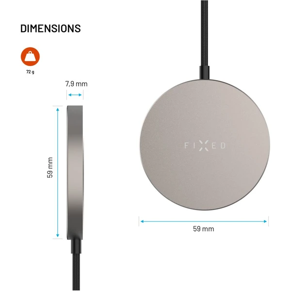 FIXED MagPad Slim MagSafe nabíječka s Qi2, 15W, titanová - Nabíječky - Obrázek c43c4c22cdca41608bb1de420dc6542a
