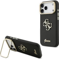 Guess PU Grained 4G Logo Stand Camera Frame kryt iPhone 17 Pro Max černý - Pouzdra