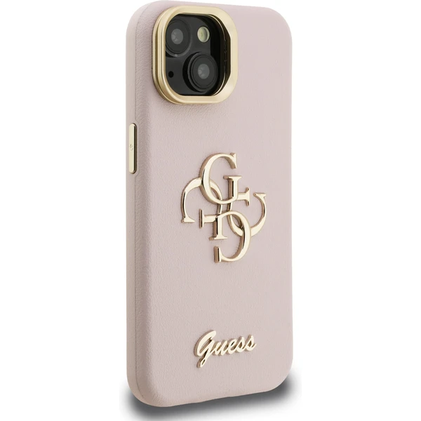 Guess PU Grained 4G Logo Stand Camera Frame kryt iPhone 15 růžový - Pouzdra - Obrázek c481ae3368eb4faa9bfc7198a1ba1cca
