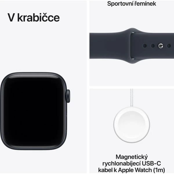 Apple Watch SE 3 (2026) Cellular 40mm Temně inkoustový hliník s námořnicky modrým sportovním řemínke - Chytré hodinky - Obrázek c4978a5135054912af5dc4177497cd54