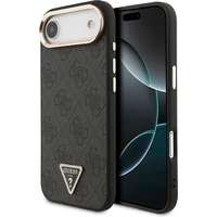 Guess PU Leather 4G Triangle Logo Gold Frame MagSafe kryt iPhone Air černý - Pouzdra