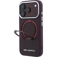Karl Lagerfeld PU Saffiano Ring Stand MagSafe kryt iPhone 18 Pro Max vínový - Pouzdra