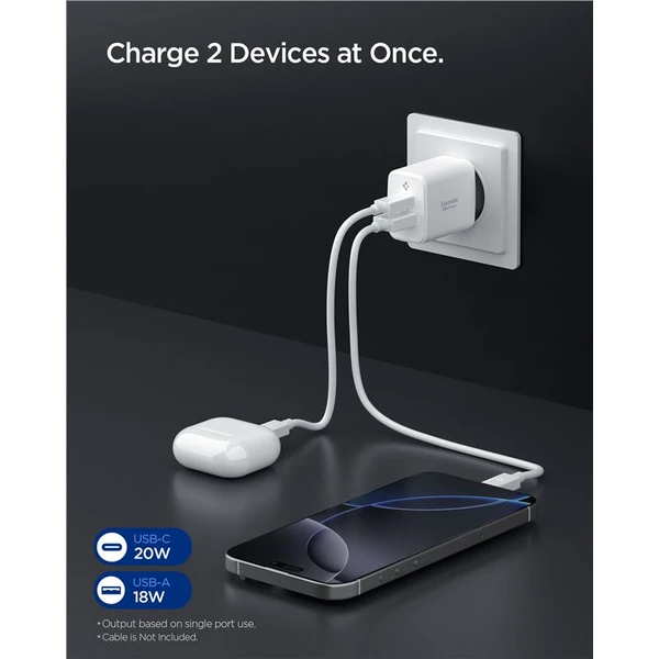 Spigen Essential EE202EU (20W) USB-C/USB-A nabíječka bílá - Nabíječky - Obrázek c5b48b86a49e441f92dff3ac9d0cdd51