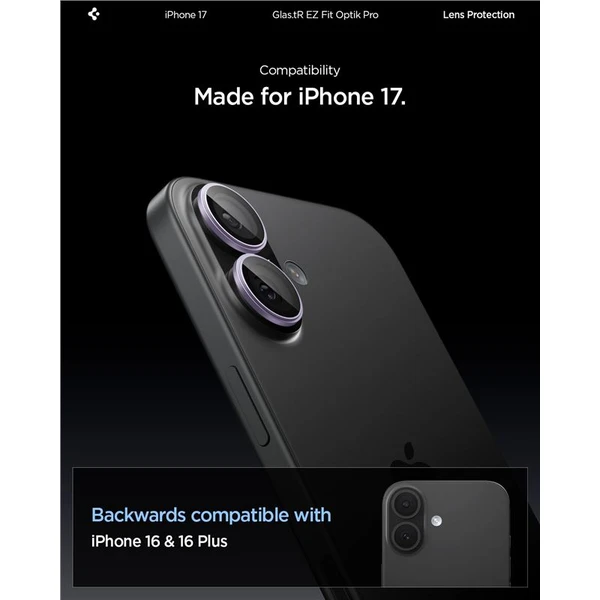 Spigen Glass tR EZ Fit Optik Pro skla iPhone 17 purple (2 ks) - Ochranné folie a skla - Obrázek c6d1facd4a004d9190b2f9f4a490e78e