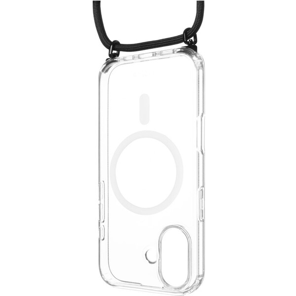 FIXED MagPure Neck kryt s černou šňůrkou na krk pro Apple iPhone 17