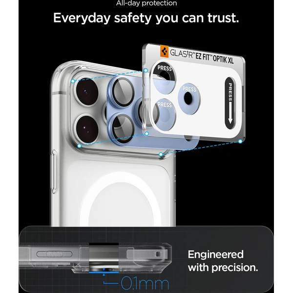 Spigen Glass tR EZ Fit Optik Pro XL 1 Pack sklo na fotoaparát iPhone 18 Pro Max světle modré - Ochranné folie a skla - Obrázek c6f4260c82094afeb3c620c256368bb2