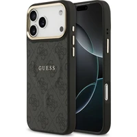 Guess PU Leather 4G Gold Frame MagSafe kryt iPhone 17 Pro Max černý - Pouzdra