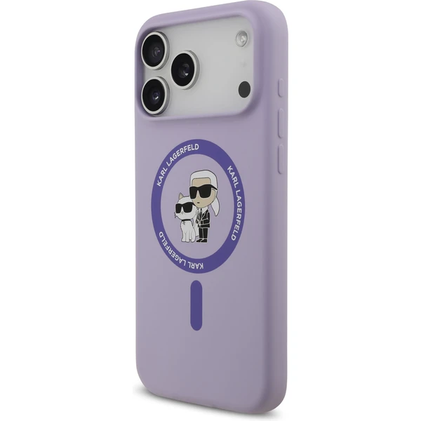 Karl Lagerfeld Liquid Silicone Karl and Choupette MagSafe kryt iPhone 17 Pro Max fialový - Pouzdra - Obrázek c74ede0be19845789c346255bdb98ac0