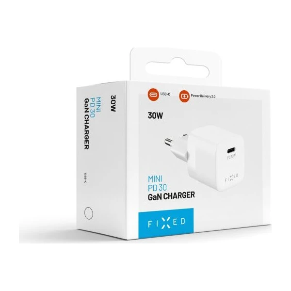 FIXED Mini GaN nabíječka s USB-C a PD, 30W, bílá - Nabíječky - Obrázek c761d52a0b2142df8b977437dde3da50